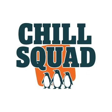 Chill Squad logo with penguins on white background tshirt design Stock Illustration