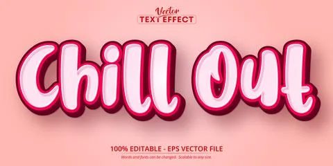 Chill text, cartoon style editable text effect Stock Illustration