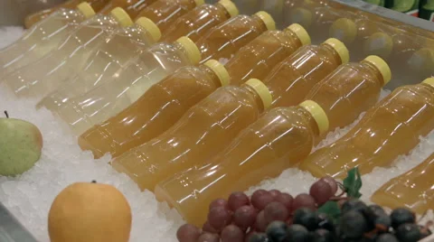 Chilled freshly squeezed juice Stock Footage