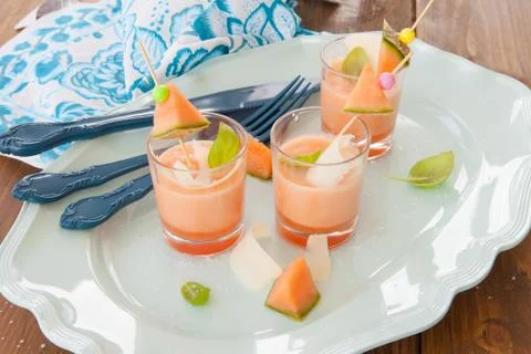 Chilled melon soup Stock Photos