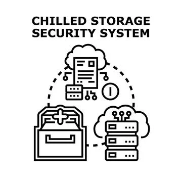 Chilled storage security system concept with data controlling Stock Illustration
