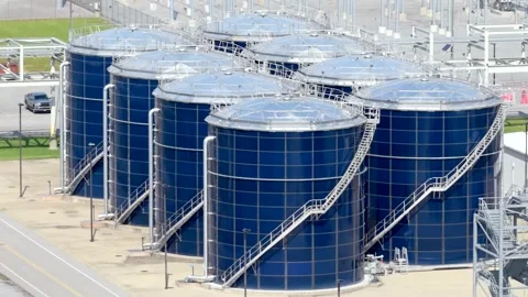 Chilled Water Storage Tanks in a Data Center Yard Stock Footage 347324811