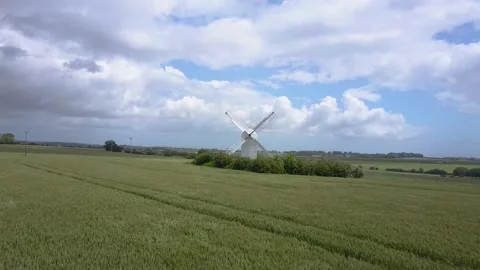 Chillenden Windmill Fly Over Stock Footage 136219638