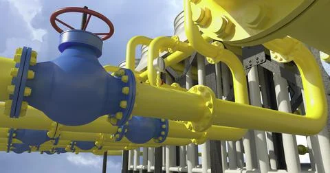Chiller cooling system at the compressor station, seamless loop, time lapse. 3D Illustrazione stock