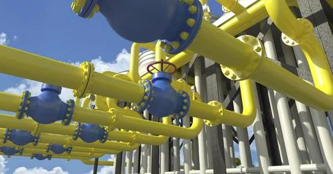 Chiller cooling system at the compressor station, seamless loop, time lapse. 3D Illustrazione stock