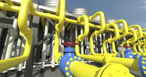 Chiller cooling system at the compressor station, seamless loop, time lapse , 3D Stock Illustration