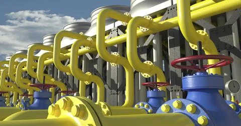Chiller cooling system at the compressor station, seamless loop, time lapse. 3D Illustrazione stock