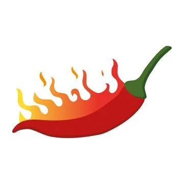 Chilli and fire icon. Hot and spicy. Very hot. Vector. Stock Illustration