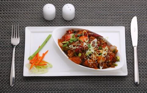 Chilli Chicken dry Foto stock