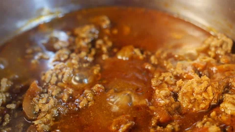 Chilli Con Carne Cooking In Pot Stock Footage 148691523