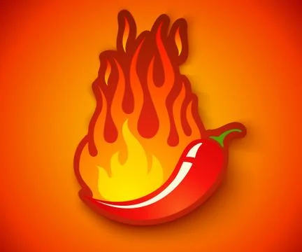 Chilli with fire Stock Illustration