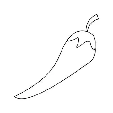 Chilli hot vegetables symbol black and white Stock Illustration