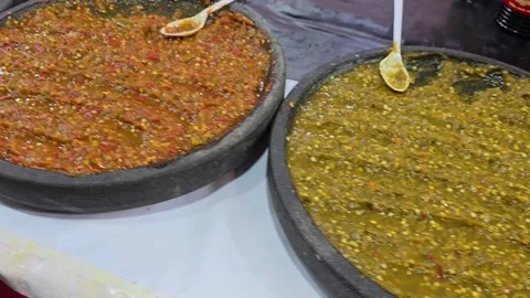Chilli Paste at an Outdoor Market on Display in Genting Highlands, Malaysia. Stock Footage 299874810