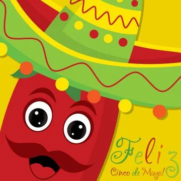 Chilli pepper character card in vector format. Stock Illustration