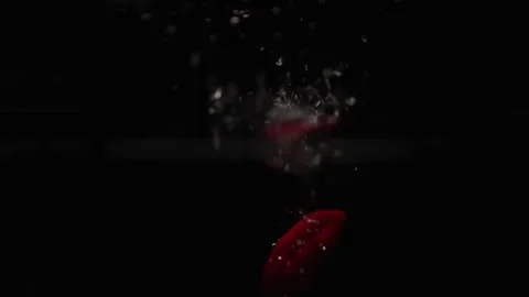 Chilli Pepper falling into water in slowmotion Stock Footage 254592603