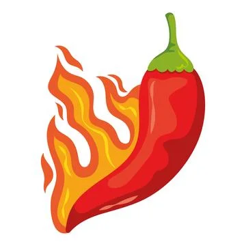 Chilli pepper on fire Stock Illustration