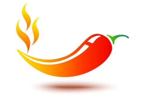 Chilli pepper with flame Stock Illustration