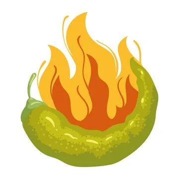 Chilli pepper in flame Stock Illustration