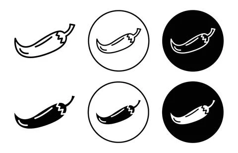 Chilli pepper icon collection of outline thin line symbol or sign 스톡 일러스트