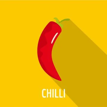 Chilli pepper icon, flat style. Stock Illustration