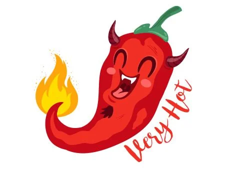 Chilli pepper in kawaii style. Stock Illustration