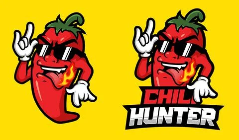 Chilli pepper mascot with sunglasses illustration Stock Illustration
