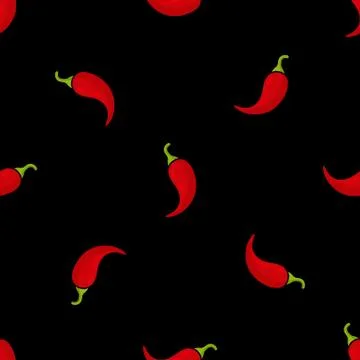 Chilli pepper seamless vegetable background Stock Illustration
