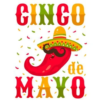 Chilli pepper in sombrero. Illustrazione stock