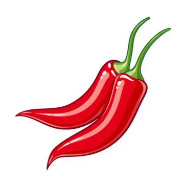 Chilli pepper spice hot red ingredient double illustration 스톡 일러스트