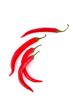 Chilli peppers isolated on white background Stock Photos