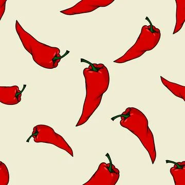 Chilli peppers seamless pattern Stock Illustration