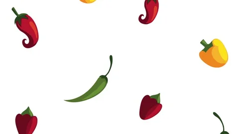 Chilli peppers vegetables pattern animation Video stock 235962944