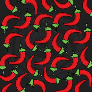 Chilli peppers vegetables pattern background Stock Illustration