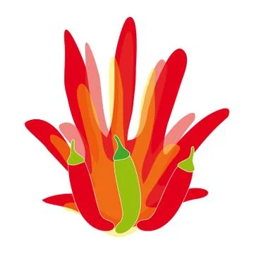 Chilli peppers on white background Stock Illustration