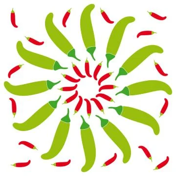 Chilli peppers on white background Stock Illustration