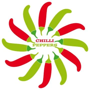 Chilli peppers on white background Stock Illustration