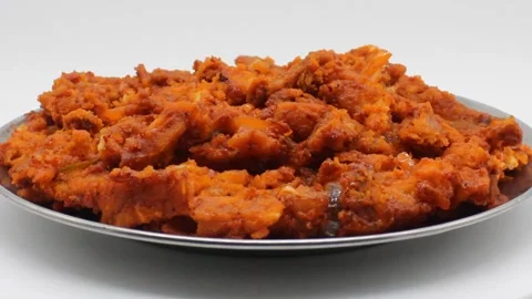 Chilli potato on white background with selective focus Stock Footage 141263931