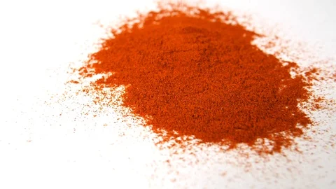 Chilli powder poured in slow motion, red herbal spice, aromatic seasoning Stock Footage 88517995