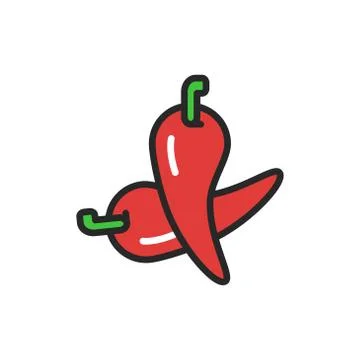 Chilli red pepper color line icon. Paprika. Vector illustration Stock Illustration