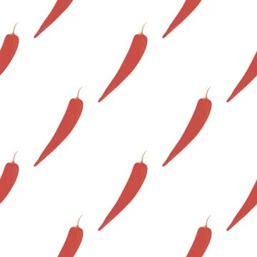 Chilli seamless pattern in doodle style. Hot chile peppers wallpaper. Creativ 스톡 일러스트