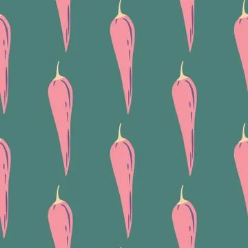 Chilli seamless pattern in doodle style. Hot chile peppers wallpaper. Creativ 스톡 일러스트