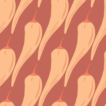 Chilli seamless pattern in doodle style. Hot chile peppers wallpaper. Creativ 스톡 일러스트