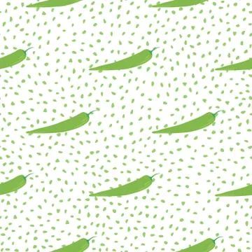 Chilli seamless pattern on dots background. Chile peppers wallpaper. Stock Illustration