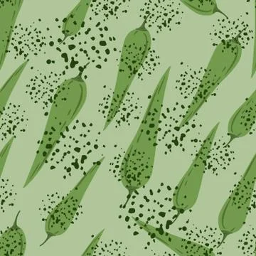 Chilli seamless pattern on dots background. Chile peppers wallpaper. Stock Illustration