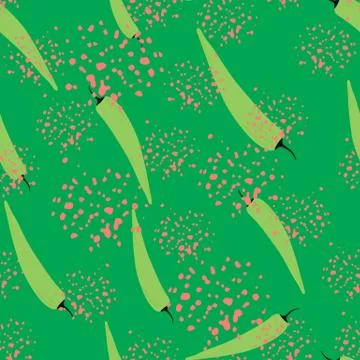 Chilli seamless pattern on dots background. Chile peppers wallpaper. 스톡 일러스트