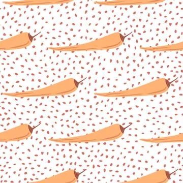 Chilli seamless pattern on dots background. Chile peppers wallpaper. Stock Illustration