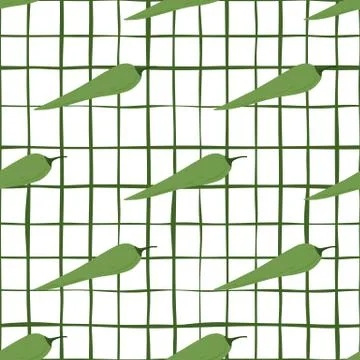 Chilli seamless pattern on stripe background. Chile peppers wallpaper. Stock Illustration