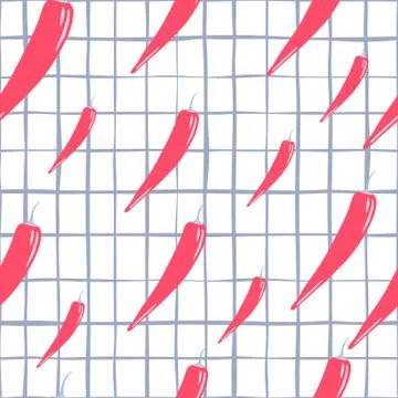Chilli seamless pattern on stripe background. Chile peppers wallpaper. 스톡 일러스트