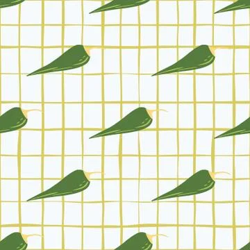 Chilli seamless pattern on stripe background. Chile peppers wallpaper. Stock Illustration