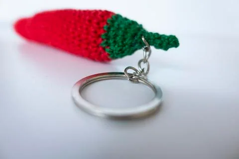 Chilli shaped keychain Stock Photos
